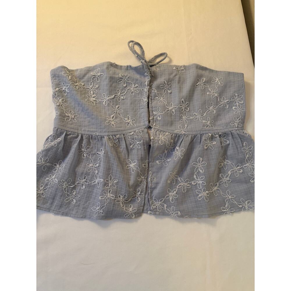 Princess Polly Rosenberg Strapless Top Blue Floral Embroidered NWT US 10 - Picture 7 of 9
